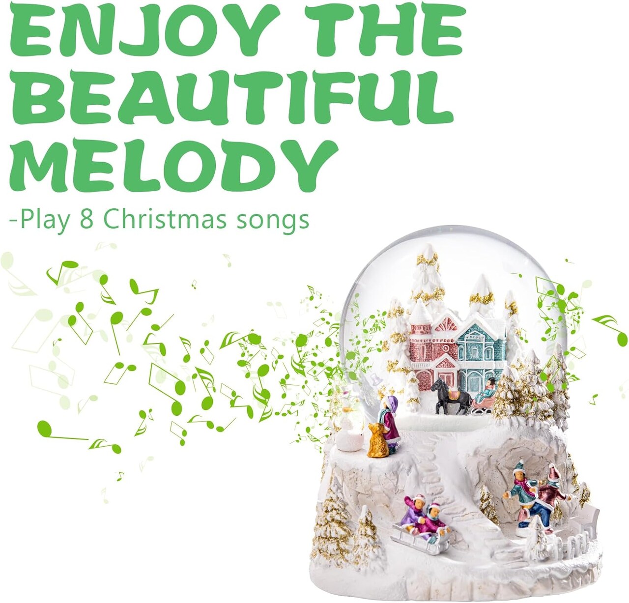 Christmas Snow Globe - Village Style Musical Snow Globe with Color Changing Led Lights, Christmas Decorations with Music Box Gifts for Girls Kids, Decorations for Christmas & Birthday